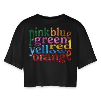 Falsche Farben - Frauen Oversized Cropped T-Shirt - Schwarz - Vorne - AI Model Female 172 light (172cm)