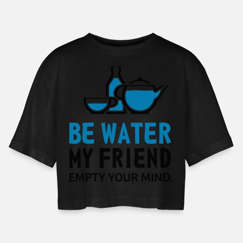 empty your mind - Frauen Oversized Cropped T-Shirt - Schwarz