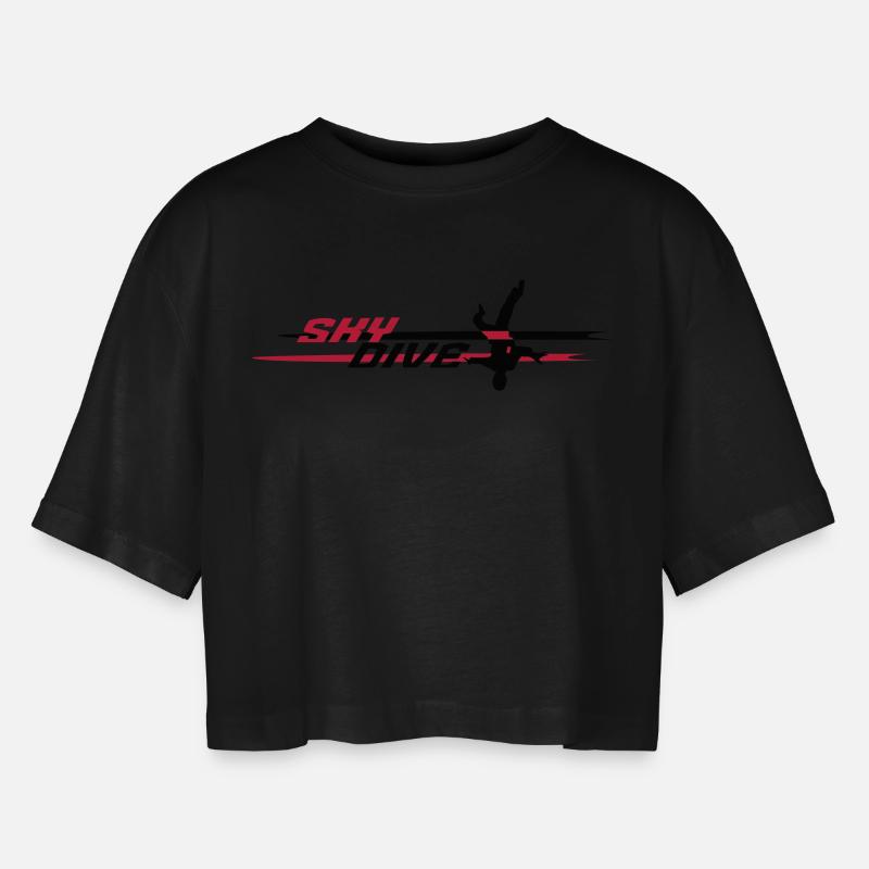 Skydive HeadDown Logo - zweifarbig - Frauen Oversized Cropped T-Shirt - Schwarz