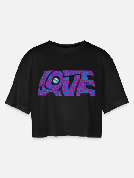 Volkswagen VW T1 Camper Love Mit VW Logo - Frauen Oversized Cropped T-Shirt -  - Vorne