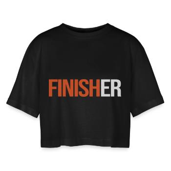 Finisher T-shirt sport sportifs à personnaliser - T-shirt court oversize Femme - noir - Devant - AI Model Female 172 light (172cm)