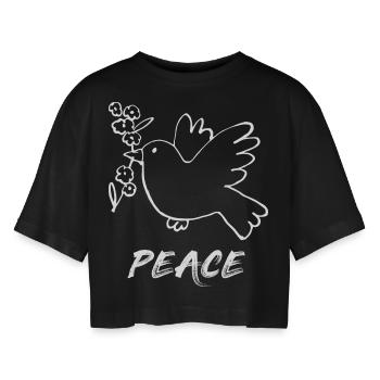 Paix / Peace / Colombe de la paix - T-shirt court oversize Femme - noir - Devant - AI Model Female 172 light (172cm)