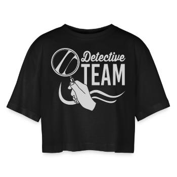 Detective - Women’s Oversized Cropped T-Shirt - black - Front - AI Model Female 172 light (172cm)