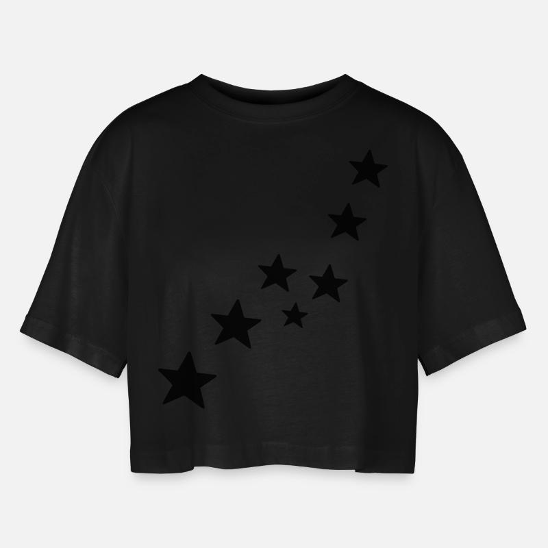 stars - Women’s Oversized Cropped T-Shirt - black