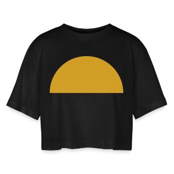 Sonne - Frauen Oversized Cropped T-Shirt - Schwarz - Vorne - AI Model Female 172 light (172cm)