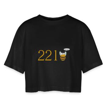 221bee - T-shirt court oversize Femme - noir - Devant - AI Model Female 172 light (172cm)