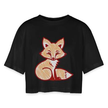 Renard roux (rouge) - T-shirt court oversize Femme - noir - Devant - AI Model Female 172 light (172cm)