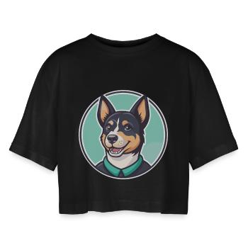 Perro De Presa Mallorquin Hunderasse Cartoon Kawaii - Frauen Oversized Cropped T-Shirt - Schwarz - Vorne - AI Model Female 172 light (172cm)
