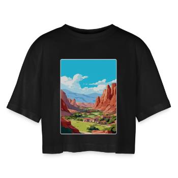 Cafayate Affiche de voyage Peinture de carte postale souvenir - T-shirt court oversize Femme - noir - Devant - AI Model Female 172 light (172cm)