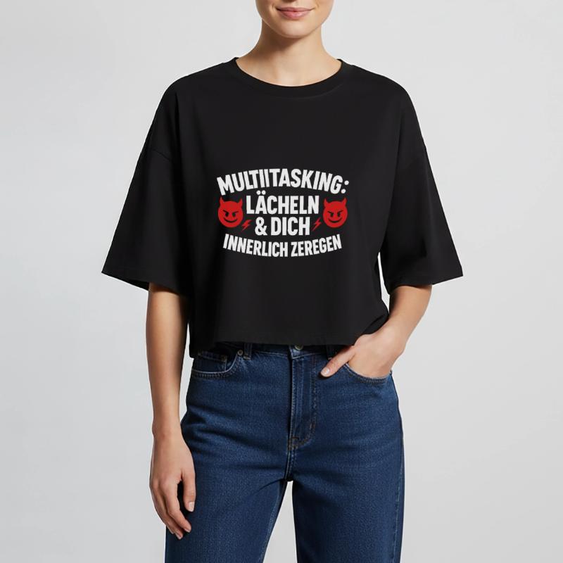 Multitasking Internally disassembling smiles Women’s Oversized Cropped T-Shirt