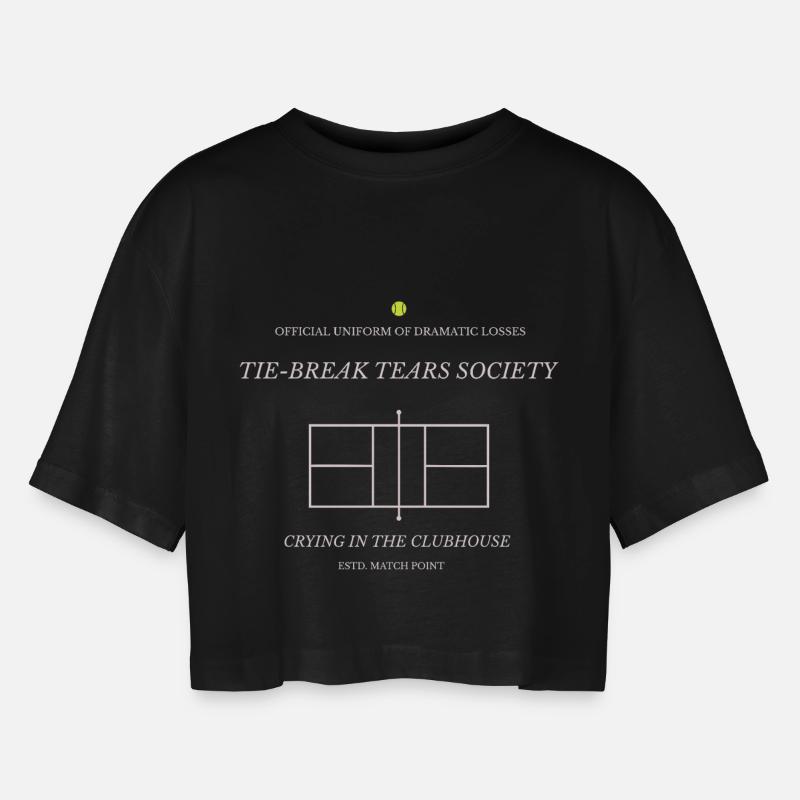 Tie-Break Tears Society Tee - Women’s Oversized Cropped T-Shirt - black