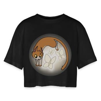 Whiskers of Light - Women’s Oversized Cropped T-Shirt - black - Front - AI Model Female 172 light (172cm)
