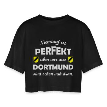 Dortmund Spruchshirt - Frauen Oversized Cropped T-Shirt - Schwarz - Vorne - AI Model Female 172 light (172cm)