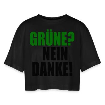 grüne nein danke - Frauen Oversized Cropped T-Shirt - Schwarz - Vorne - AI Model Female 172 light (172cm)