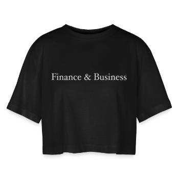 Finance and business - Women’s Oversized Cropped T-Shirt - black - Front - AI Model Female 172 light (172cm)