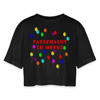 Fassenacht in Meenz Mainz Fasching Fastnacht Helau - Frauen Oversized Cropped T-Shirt - Schwarz - Vorne - AI Model Female 172 light (172cm)