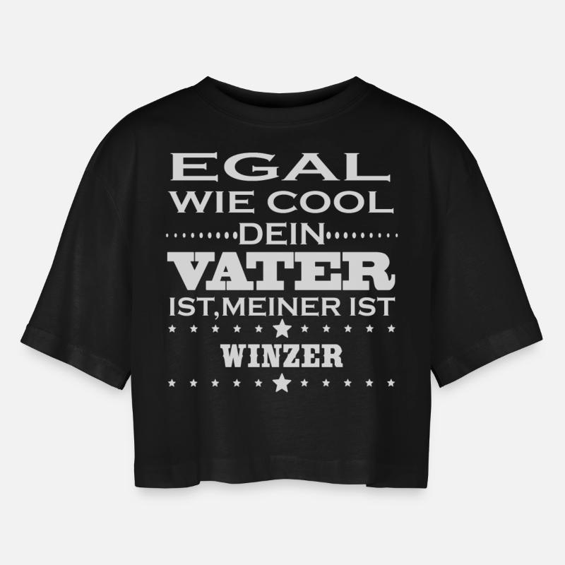 Egal cool vater WINZER - Frauen Oversized Cropped T-Shirt - Schwarz