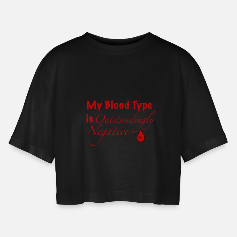 Blood Type O- - Women’s Oversized Cropped T-Shirt - black