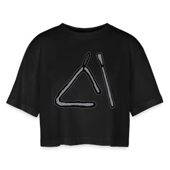Triangel Musikinstrument - Frauen Oversized Cropped T-Shirt - Schwarz - Vorne - AI Model Female 172 light (172cm)