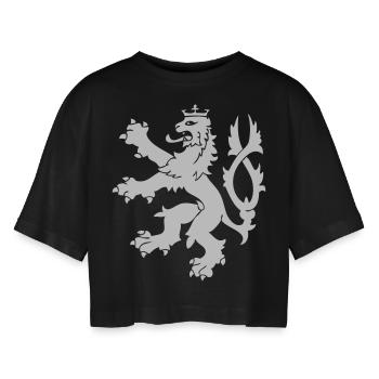 Bohemian Lion - Frauen Oversized Cropped T-Shirt - Schwarz - Vorne - AI Model Female 172 light (172cm)