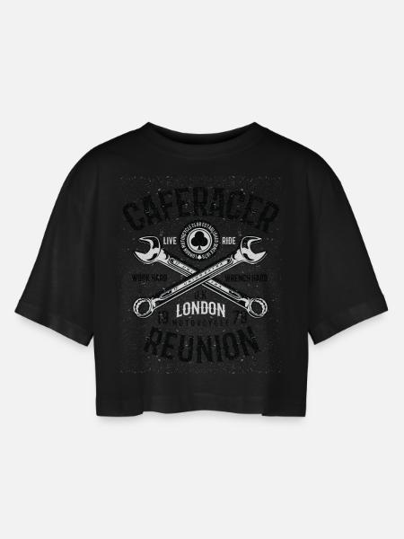 Caferacer Reunion - Women’s Oversized Cropped T-Shirt - black