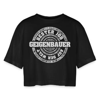 Job Geigenbauer - Frauen Oversized Cropped T-Shirt - Schwarz - Vorne - AI Model Female 172 light (172cm)