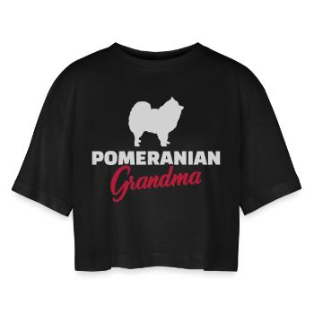 Spitz - Frauen Oversized Cropped T-Shirt - Schwarz - Vorne - AI Model Female 172 light (172cm)