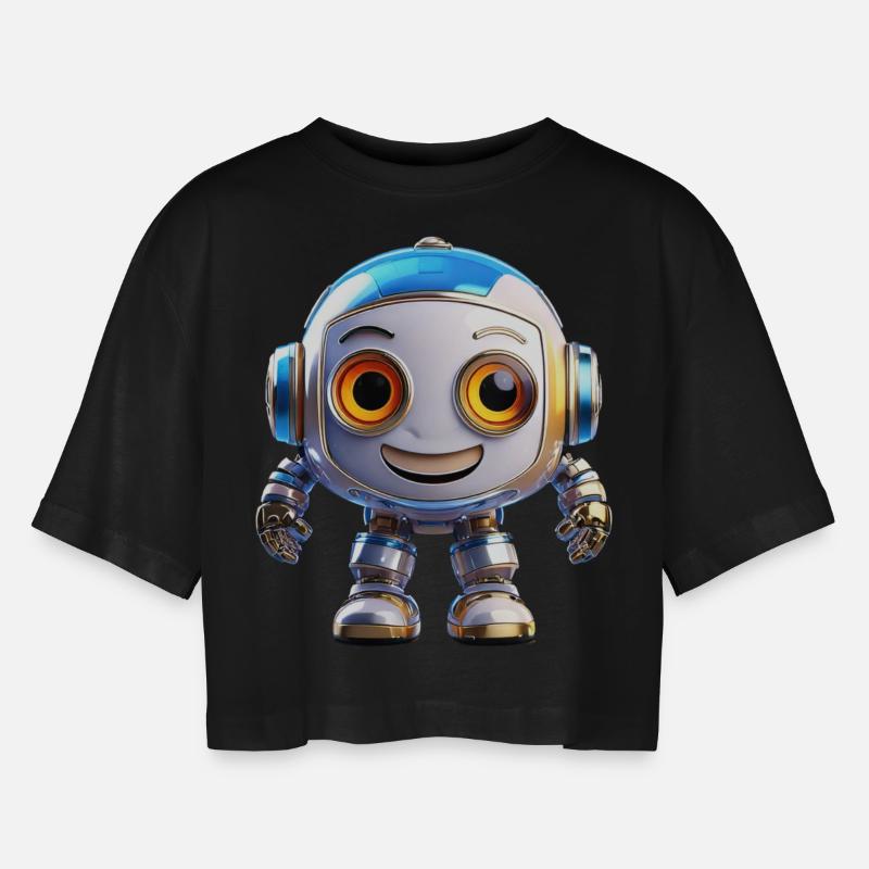 Robot - Women’s Oversized Cropped T-Shirt - black