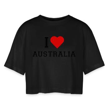 I love Australia - Women’s Oversized Cropped T-Shirt - black - Front - AI Model Female 172 light (172cm)