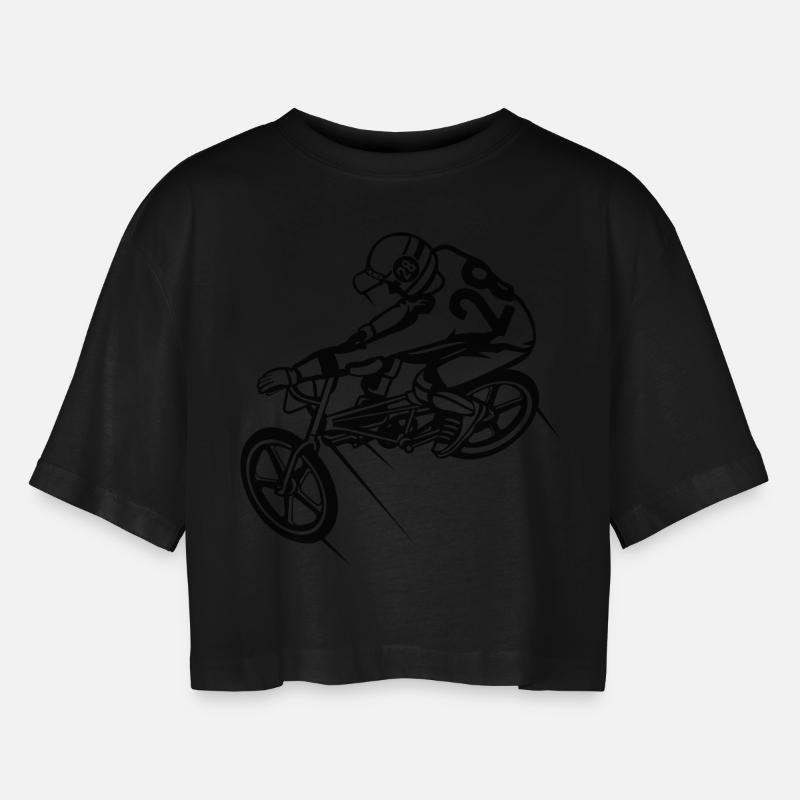 BMX Bicycle / Bike 01_black - Women’s Oversized Cropped T-Shirt - black