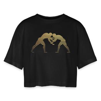wrestling - Women’s Oversized Cropped T-Shirt - black - Front - AI Model Female 172 light (172cm)