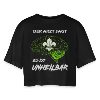 Pfadfinder - Frauen Oversized Cropped T-Shirt - Schwarz - Vorne - AI Model Female 172 light (172cm)