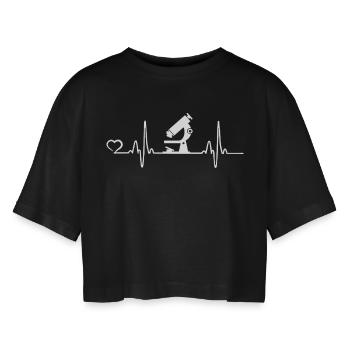 Biologie Herzschlag Biologe - Frauen Oversized Cropped T-Shirt - Schwarz - Vorne - AI Model Female 172 light (172cm)