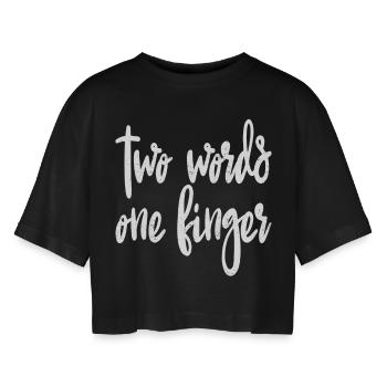 deux mots un doigt - T-shirt court oversize Femme - noir - Devant - AI Model Female 172 light (172cm)