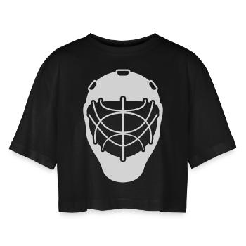 Hockey Hockey cadeau Masque Jeux de hockey - T-shirt court oversize Femme - noir - Devant - AI Model Female 172 light (172cm)