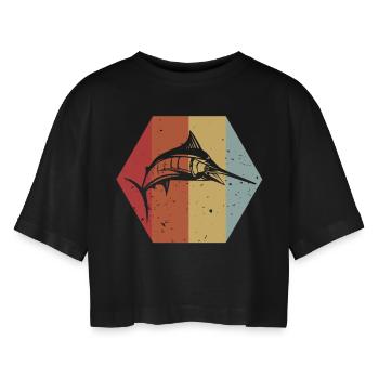 Espadon - Pêcheurs - Vintage - Couleur - T-shirt court oversize Femme - noir - Devant - AI Model Female 172 light (172cm)