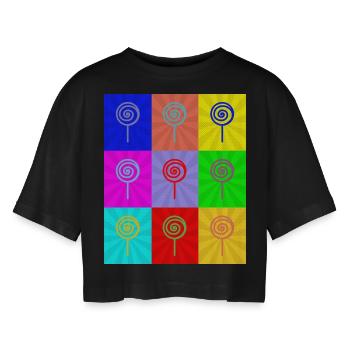 Pop Art - Women’s Oversized Cropped T-Shirt - black - Front - AI Model Female 172 light (172cm)