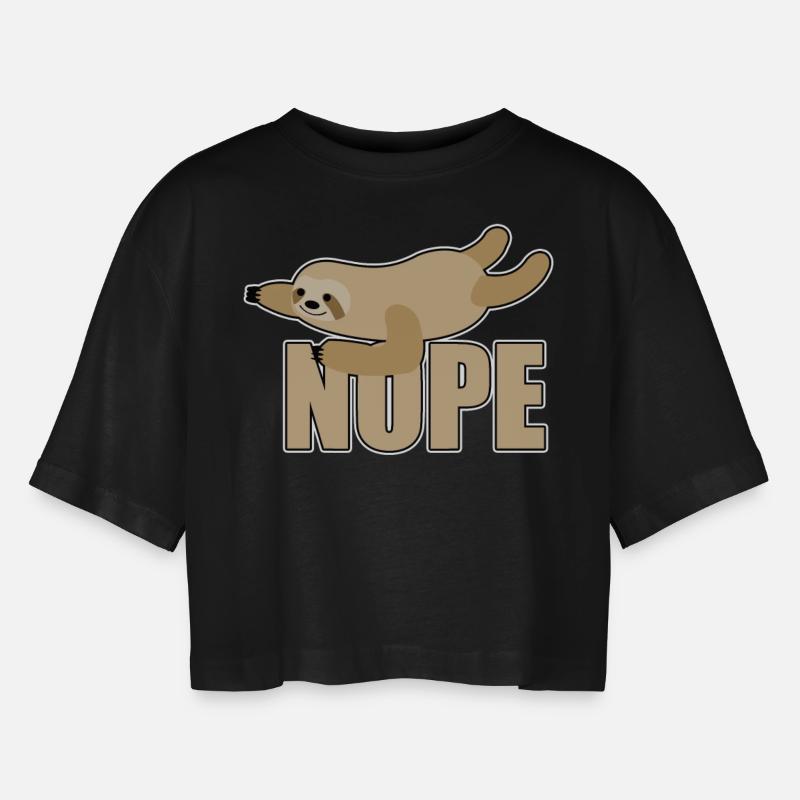 Sloth Lazy Time Out Gift - Women’s Oversized Cropped T-Shirt - black