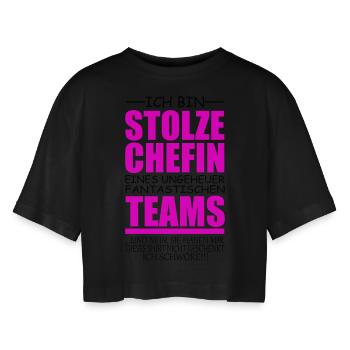 lustiges Chefin Geschenk stolze Chefin Idee - Frauen Oversized Cropped T-Shirt - Schwarz - Vorne - AI Model Female 172 light (172cm)