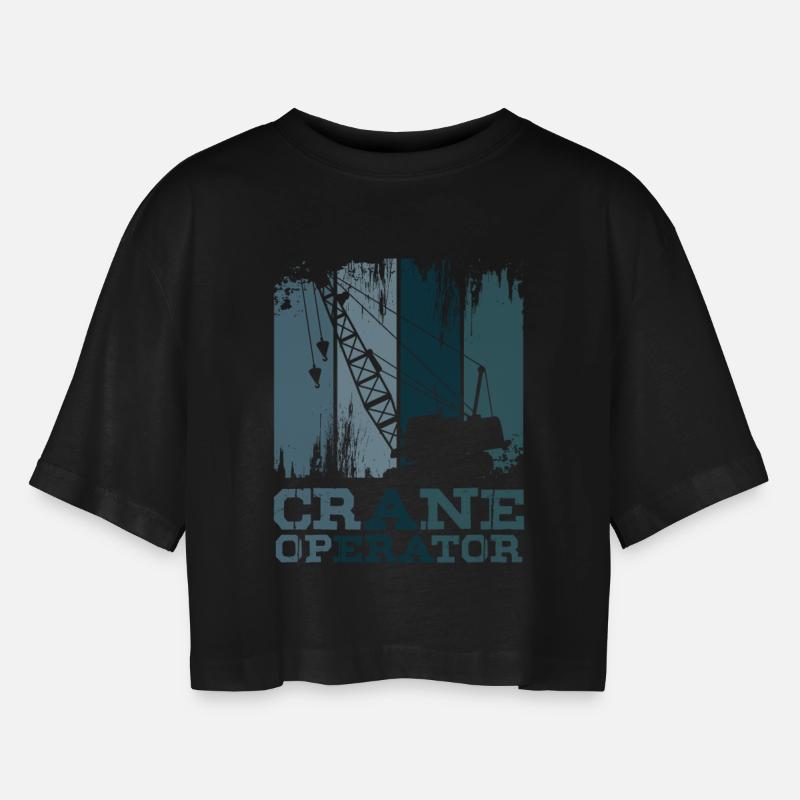 Crane operator - Women’s Oversized Cropped T-Shirt - black