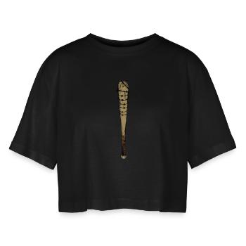 Baseball bat barbed wire - Women’s Oversized Cropped T-Shirt - black - Front - AI Model Female 172 light (172cm)