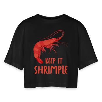 Garnele Shrimp keep it Shrimple Aquarium Garnelen - Frauen Oversized Cropped T-Shirt - Schwarz - Vorne - AI Model Female 172 light (172cm)