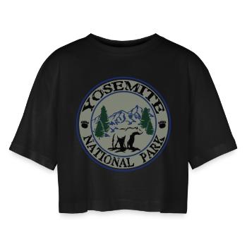 ours du parc national de Yosemite - T-shirt court oversize Femme - noir - Devant - AI Model Female 172 light (172cm)