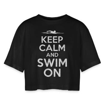 Keep Calm Swim - T-shirt court oversize Femme - noir - Devant - AI Model Female 172 light (172cm)
