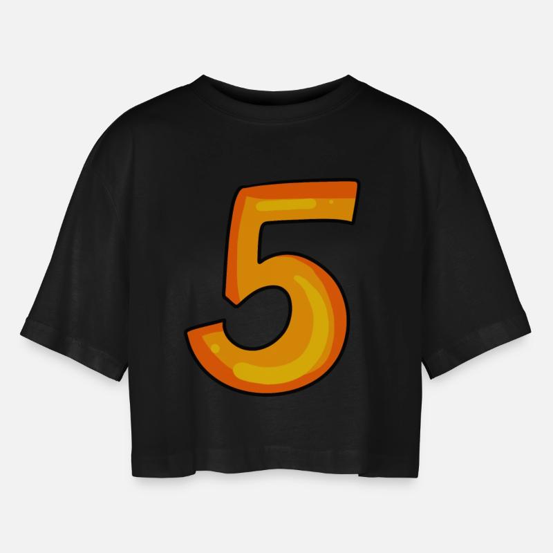 5 - Frauen Oversized Cropped T-Shirt - Schwarz