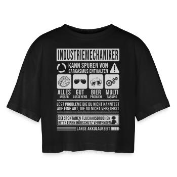 Industriemechaniker Spruch lustig - Frauen Oversized Cropped T-Shirt - Schwarz - Vorne - AI Model Female 172 light (172cm)