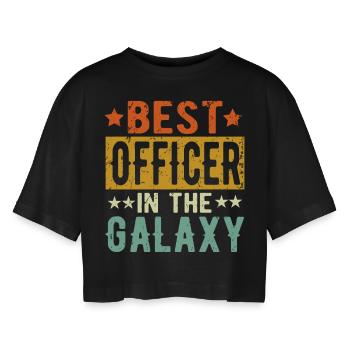 Best Officer ever Officer Gift - Women’s Oversized Cropped T-Shirt - black - Front - AI Model Female 172 light (172cm)
