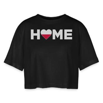 Poland Home Poland Flag Poland Love - Women’s Oversized Cropped T-Shirt - black - Front - AI Model Female 172 light (172cm)