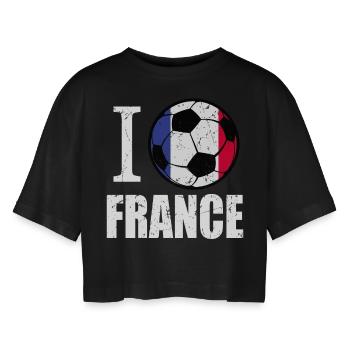 Frankreich Fußball - Frauen Oversized Cropped T-Shirt - Schwarz - Vorne - AI Model Female 172 light (172cm)