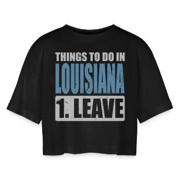 Louisiana Meme - Women’s Oversized Cropped T-Shirt - black - Front - AI Model Female 172 light (172cm)